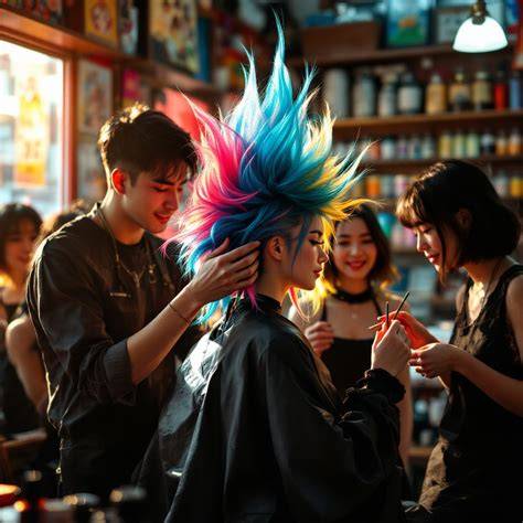 Colorful hair transformation infographic for salon services
