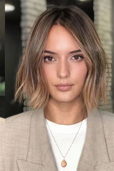 short brown bob with balayage and layers