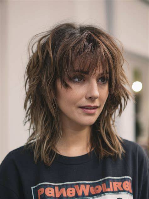 Short shag with choppy layers and curtain bangs