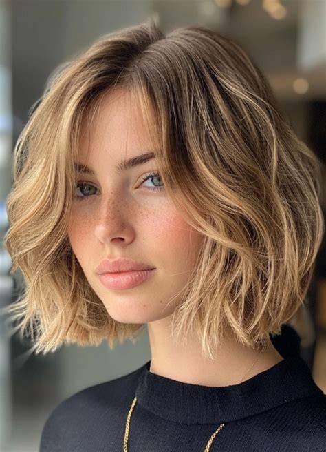 Colorful diagram showing depth of dimension in a tousled bob