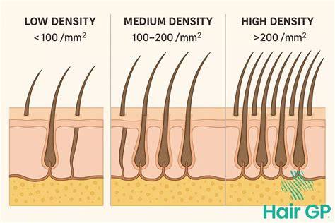 Diagram of hair density vs strand diameter