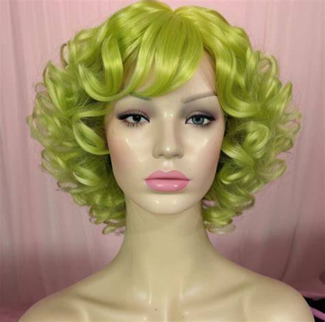 Grinch wig dramatic lime curls infographics
