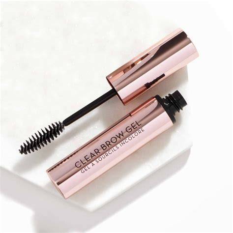 Clear brow gel with tapered brush for precise application