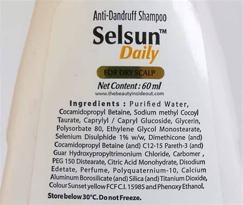 Selsun shampoo ingredient chart