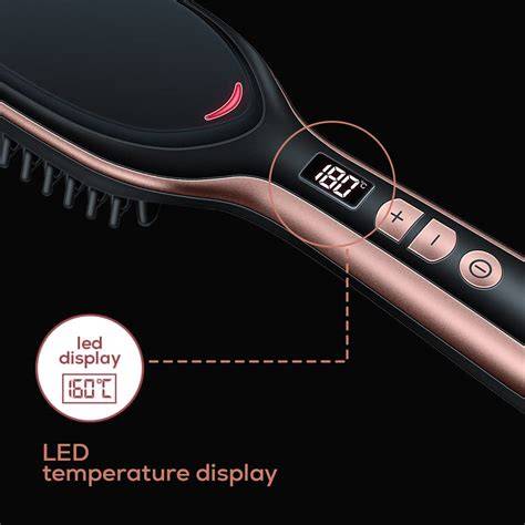 Infographic of hair straightening brush technology and temperature ranges