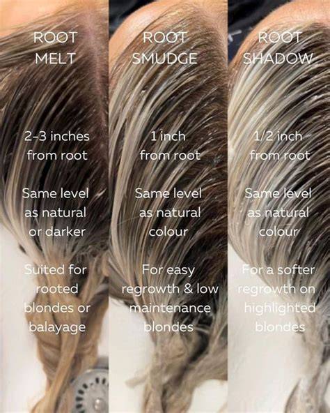 visual guide for dark roots and shadow roots