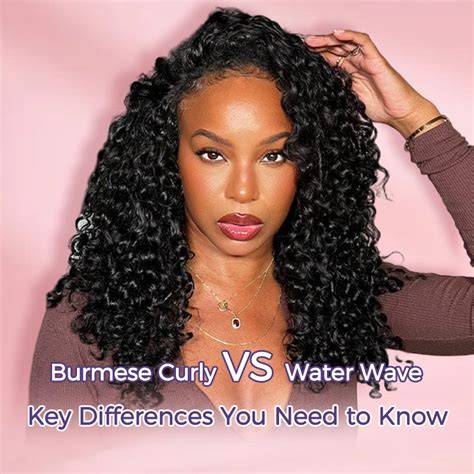 infographic comparing kinky curly vs water wave wigs