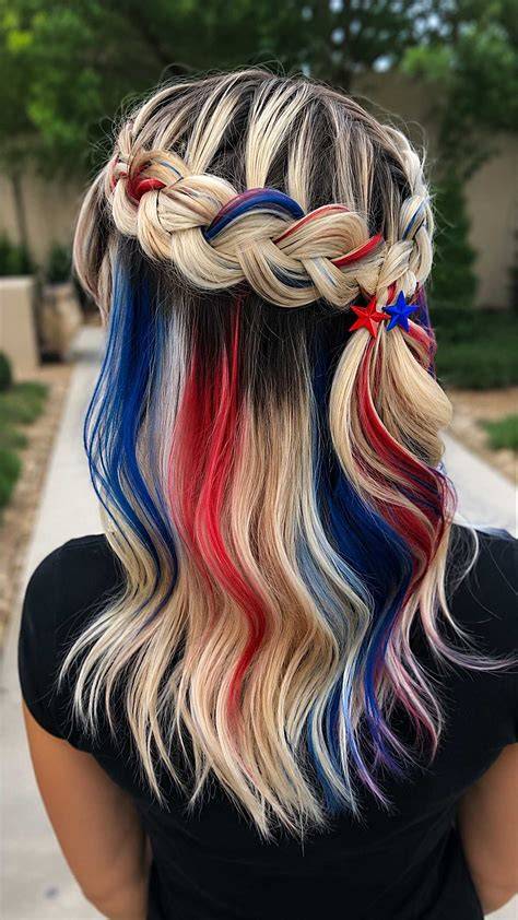 patriotic hair crown braid extensions
