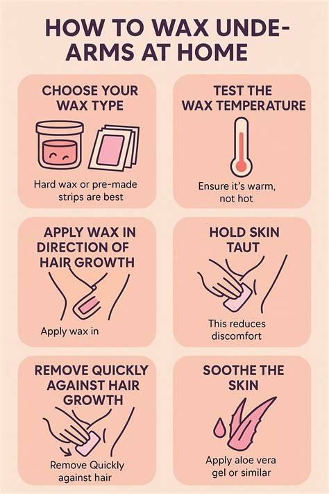 instructional image for at-home waxing with wax