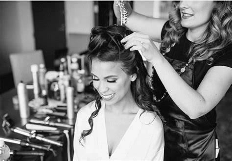 Images showing on-location bridal styling in action