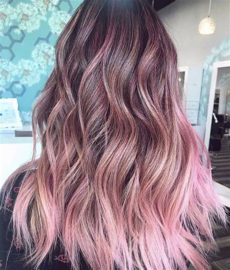Pastel pink highlights on brown hair infographic