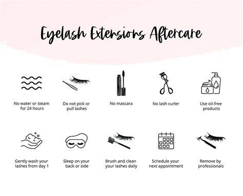 Infographics: lash extension options and care steps