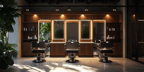 modern barbershop interior with pool table