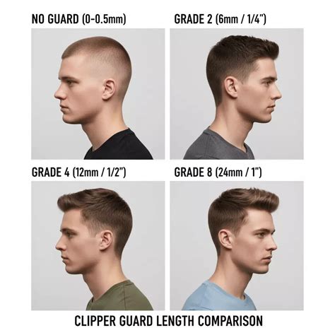 Visual guide: buzz cut guard lengths