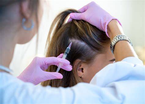 Dermatologist administering scalp injections