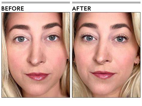 Before and after comparison of mascara primer effects
