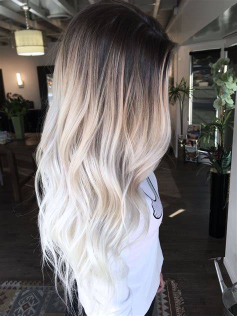 blonde ombre gradient with brunette roots